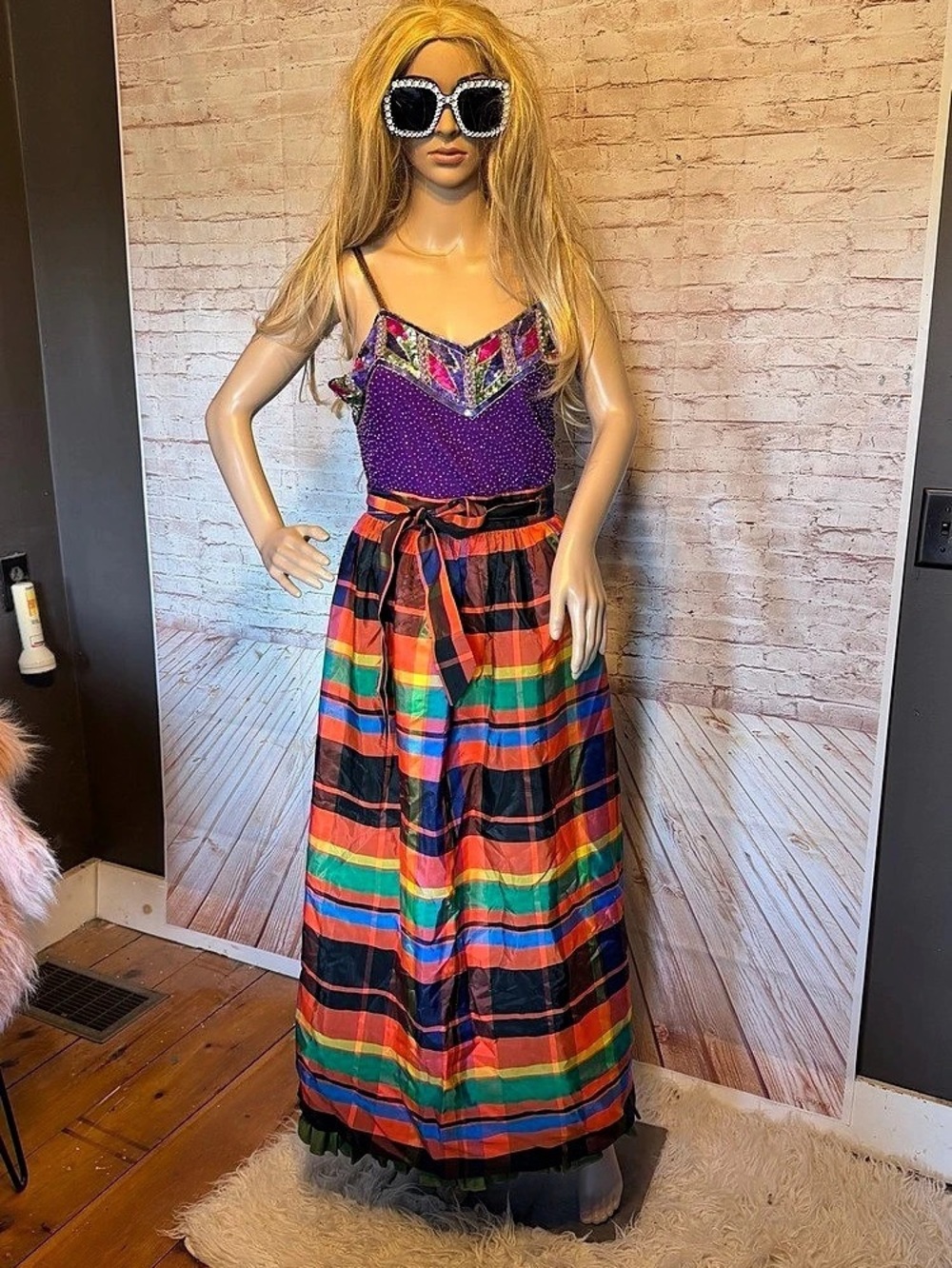 Bigi at Bergdorf's Multicolor Striped satin Maxi wrap skirt Size 11